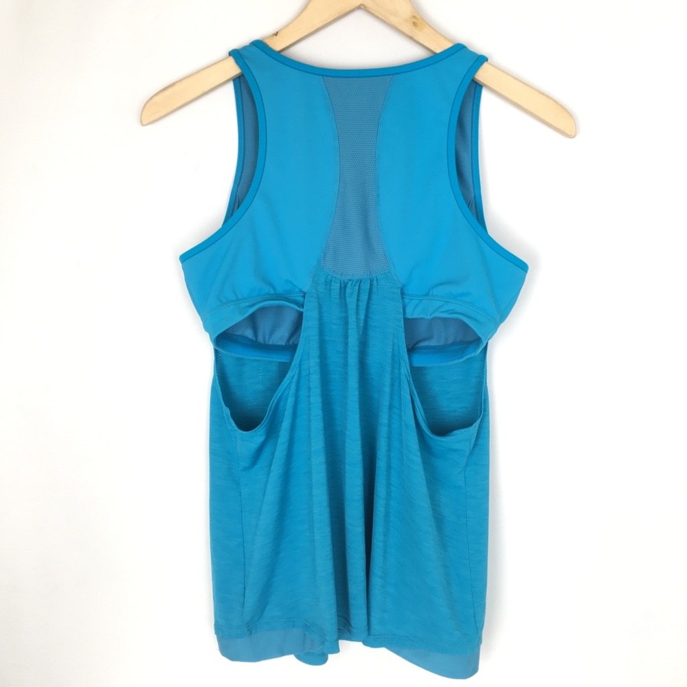 Athleta Tank Top Open Side Supported Athletic Built In Sports Bra Blue Women’s M